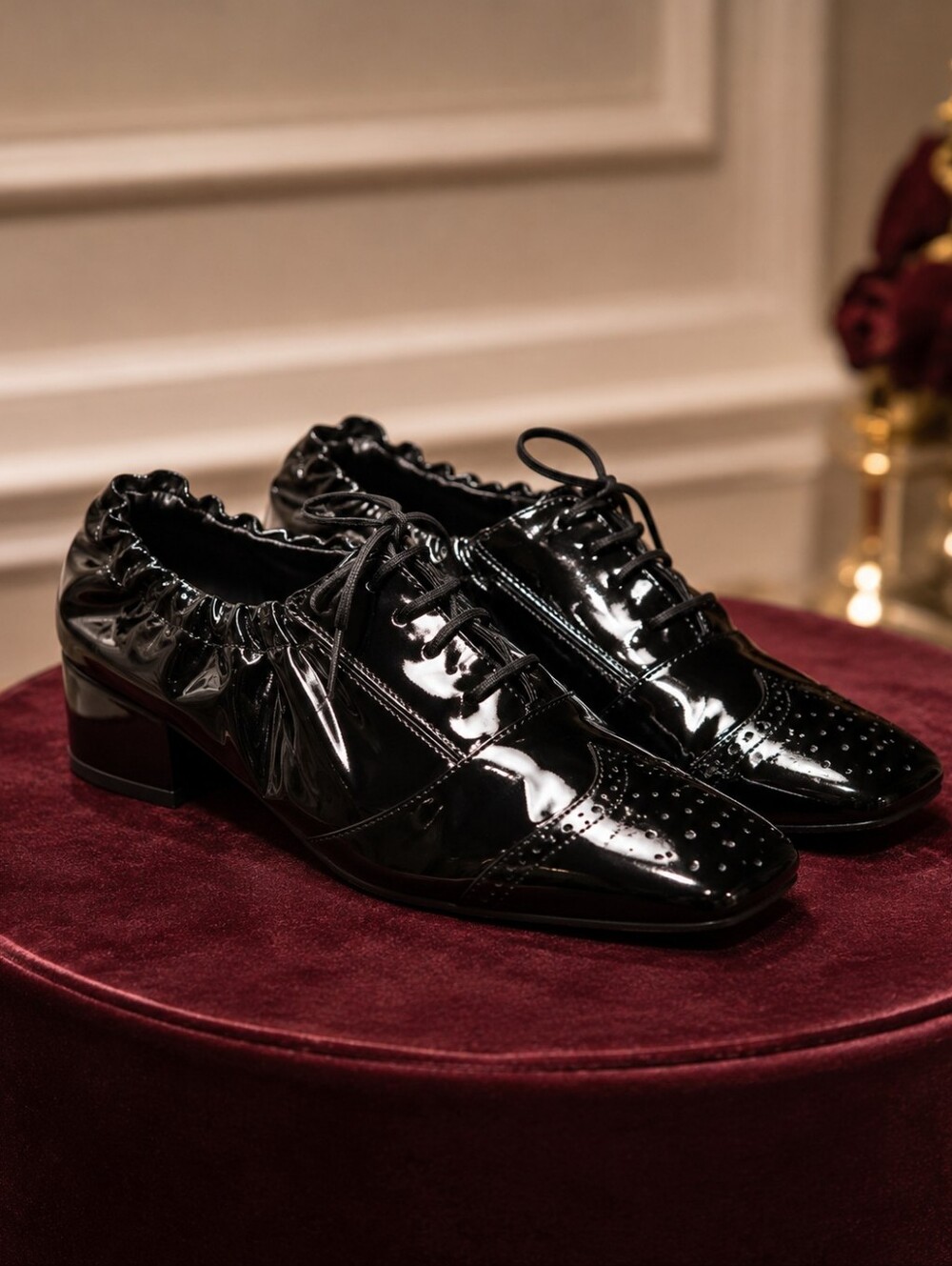 Genuine Leather Patent San Frediano Oxford Cap Toe Elasticized heel,run small